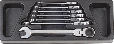 Набор ключей комбинированных трещоточных гибких 7пр. 8-19 мм, в ложементе