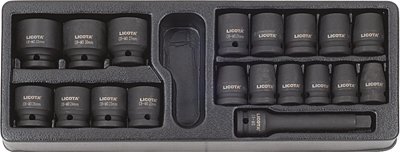 Набор ударных головок 1/2" 10-32мм и удл. 19пр. в ложементе