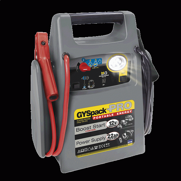 Пусковое устройство автономное GYSPACK PRO, внутренняя АКБ 22Ah (12V, 600А/1750A, 8,9 кг)