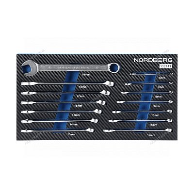 Набор ключей комбинированных в ложементе, 14 предметов для тележки