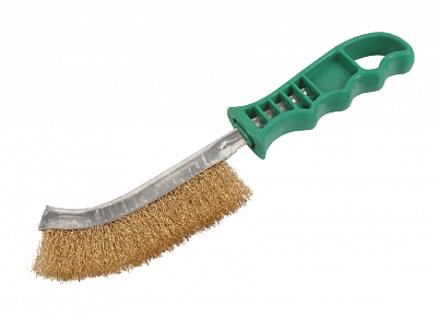 Щетка металлическая латунированная с пластиковой ручкой