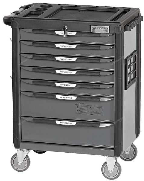 Тележка инструментальная, 7 выдвижных ящиков, серая