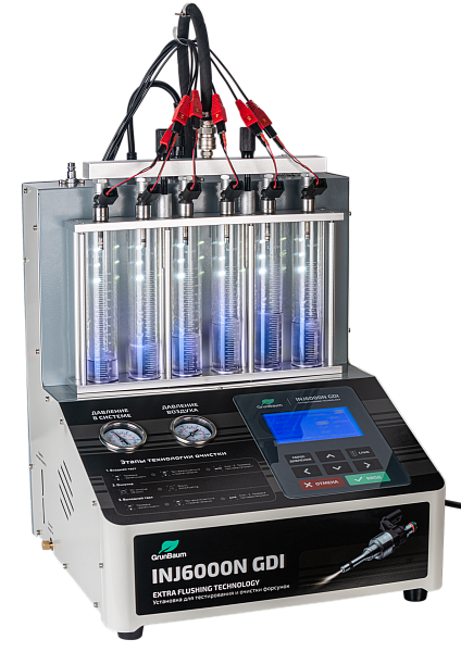 Стенд GrunBaum INJ6000N GDI для проверки и очистки форсунок FSI, GDI и MPI с УЗ ванной, 6 форсунок