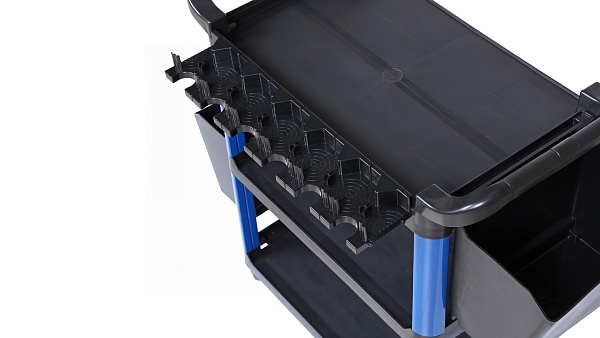 Тележка инструментальная, 3 пластиковые полки, синяя