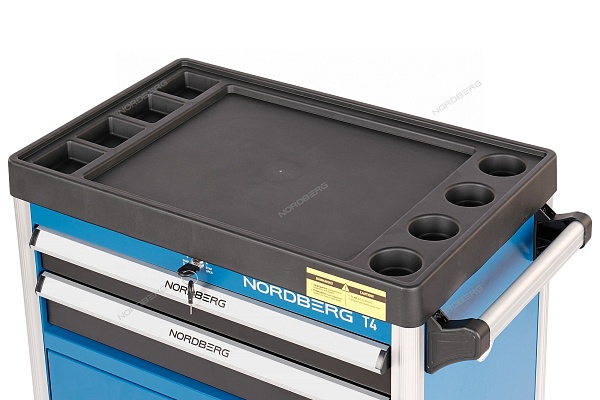 Тележка инструментальная, 2 выдвижных ящика, 2 полки с дверцами