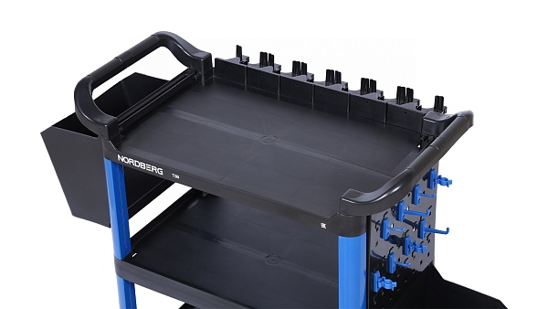 Тележка инструментальная, 3 пластиковые полки, синяя