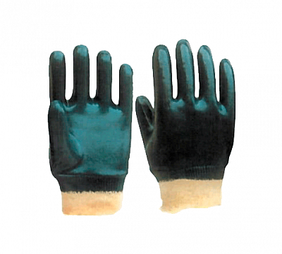 Перчатки рабочие c полным двойным нитриловым обливом ( кислотно-щелочностойкие)