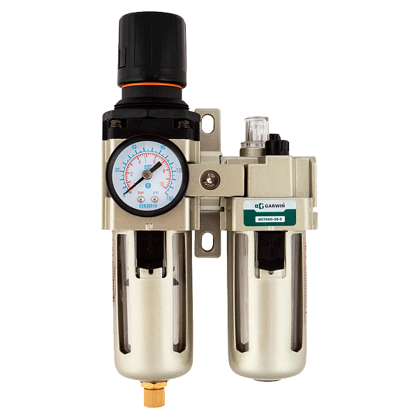 Модульная группа для подготовки воздуха с регулятором давления и манометром, 1/2", 5 мкм.