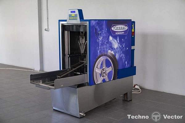 Автоматическая мойка колес, сушка сжатым воздухом