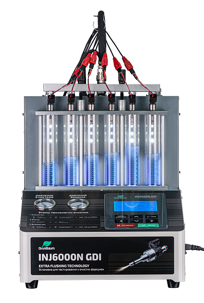 Стенд GrunBaum INJ6000N GDI для проверки и очистки форсунок FSI, GDI и MPI с УЗ ванной, 6 форсунок