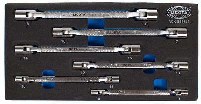 Набор ключей торцевых карданных 8-19 мм, 6пр., ложемент EVA